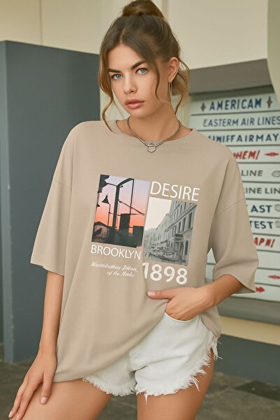 E-ROMA تي شيرت بروكلين مطبوع للجنسين