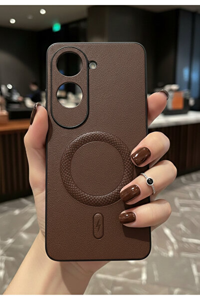 TechTrove Oppo A60 Uyumlu MagSafe Destekli Lüks Deri Görünümlü Kamera Korumal...