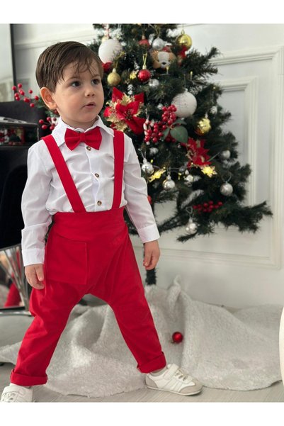 Z KİDS New Red Shirt Salopet Set Baby Boy Children's Suit