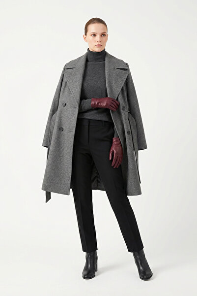 Soydan Güner Kadın Kısa Kruvaze Kaban Antrasit 1480