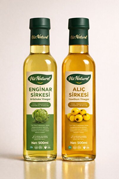 His Naturel Organik Yıllanmış Enginar Ve Alıç Sirkesi Doğal Fermantasyon 2'li...