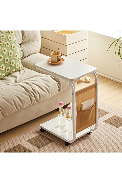 Miskat Trading WiRound End Side Table with Storage, Triangle Legs, 40x55cm (W...