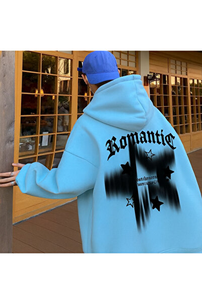 CLASSY.MODA Unisex supradimensionat cu glugă Text romantic cu imprimeu Îmbrăc...