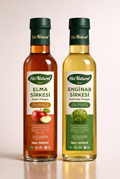 His Naturel Organik Yıllanmış Elma Ve Enginar Sirkesi Doğal Fermantasyon 2'li...