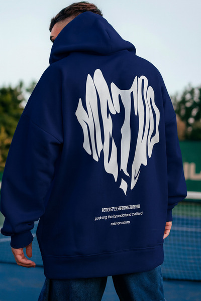 CLASSY.MODA Φούτερ Unisex oversized με κουκούλα Metro Font με τύπωμα Streetwe...