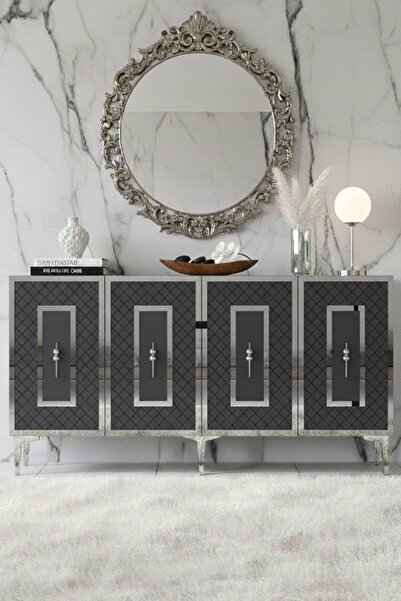 YUMEDİ DESİGN KA1510AS - DURU KONSOL, TV SEHPASI, ÇOK AMAÇLI DOLAP ve KAHVE KÖŞESİ 150cm ANTRASİT-SİLVER