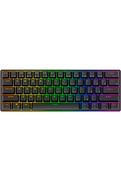 ROYAL KLUDGE Tastatură RK61 Maro, comutator RGB LED USB/USB Wireless/Bluetoot...