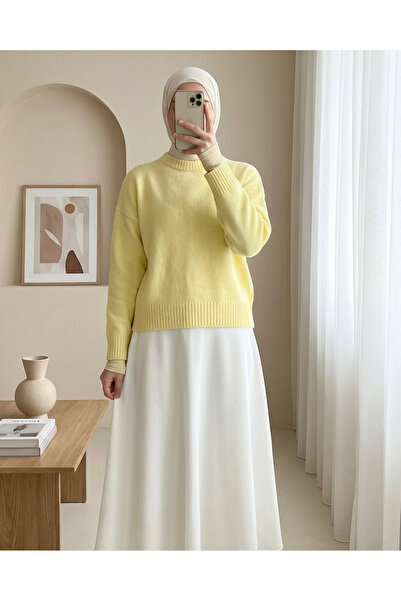 Modamorfo Half-Throat Casual Knitwear Sweater -Yellow