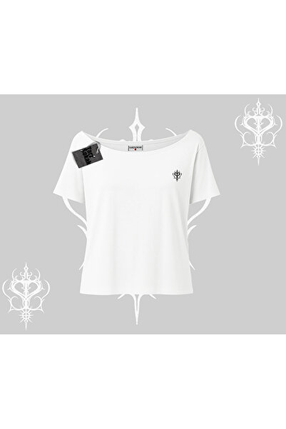 Tarzsokak Λευκό μπλουζάκι με λαιμόκοψη καγιάκ με προσαρμοσμένο λογότυπο