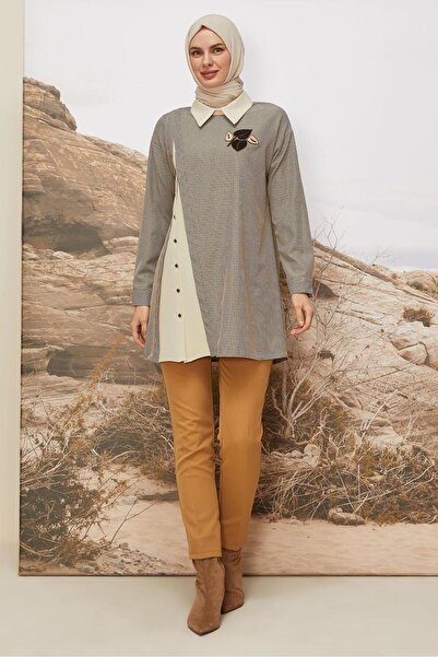 Alvina Shirt Collar Plaid Tunic 46125