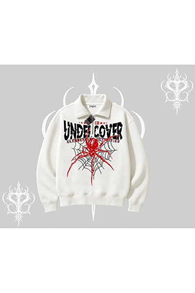 Tarzsokak Hanorac alb cu jumătate de fermoar Spider Undercover