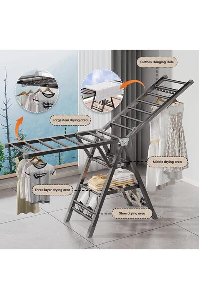 Sthxyfaith Foldable Clothes Drying Rack, Metal Laundry Drying Rack Collapsibl...