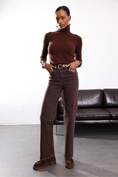 5in1Canpolat Kahverengi Kemerli Düz Kesim Jean 700