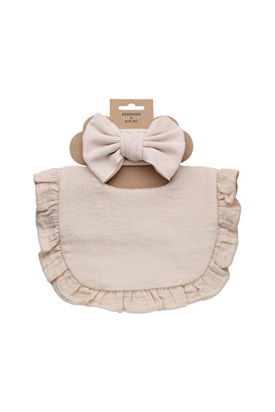 Choice5 ivory 2Pcs/Lot Ribbed Baby Bibs Hair Bows Headbands for Baby Boys Gir...