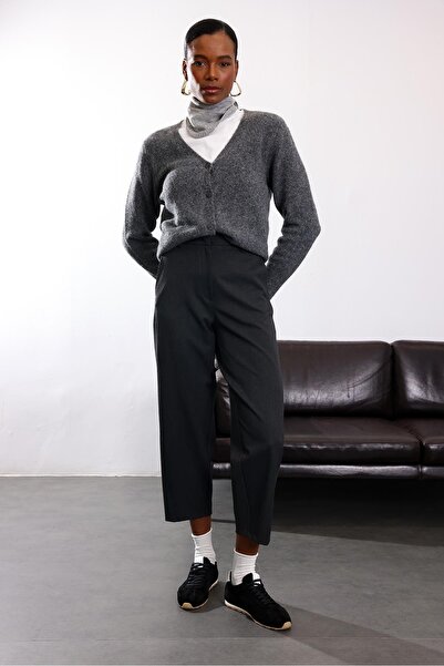 5in1Canpolat Antrasit Havuç Kesim Kumaş Pantolon 9957