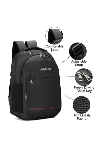 POGAGO حقيبة ظهر مدرسية مقاومة للماء مع جيب للكمبيوتر المحمول | حقيبة سفر خفيفة الوزن من البوليستر سعة 35 لترًا