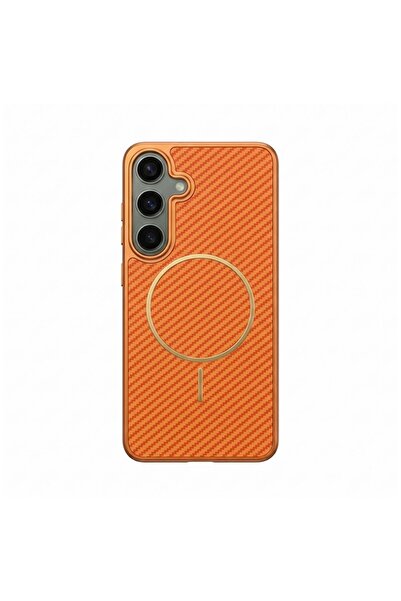 Zebana Samsung Galaxy S25 Uyumlu Kılıf Vionix M-Safe Silikon Kılıf Turuncu