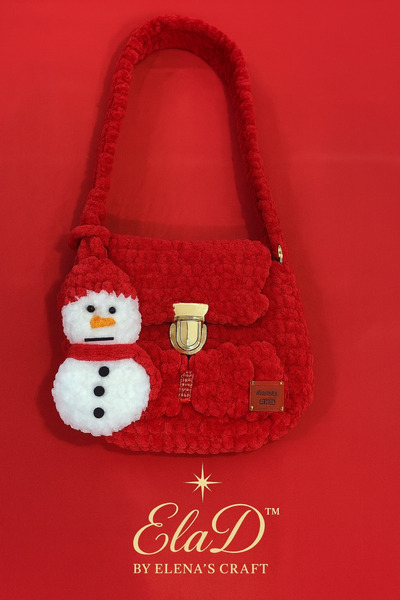 ElaD by Elena’s Craft Geanta crosetata handmade cu decor om de zapada