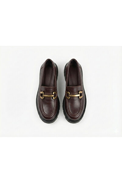 Passion Moda Evi Metal Detaylı Kahverengi Loafer