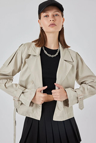 nedo7 Belted short trench coat 5970 - stone