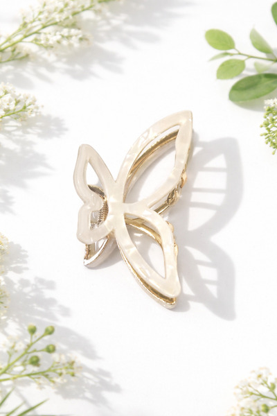 cityvision White Color Acetate Metal Butterfly Hair Clip 8 cm