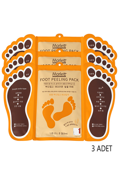 Marlett Foot Peeling Pack - Professıonal Çorap Tipi Ayak Peeling Maskesi 3 Adet