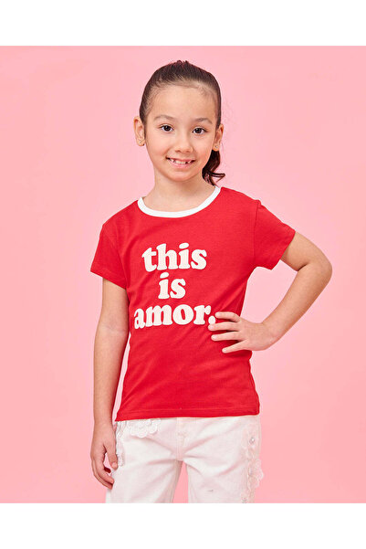 REDTAG تي شيرت بناتي مطبوع باللون الأحمر