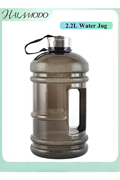 HALAMODO إبريق ماء سعة 2.2 لتر، زجاجة ماء نصف جالون بمقبض، زجاجة رياضية كبيرة الحجم مانعة للتسرب
