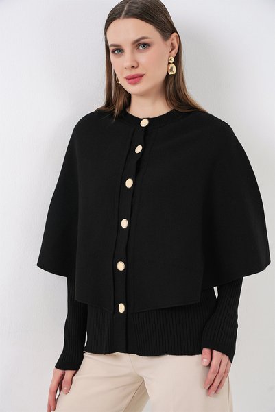 Bigdart Women's Cape Knitwear Cardigan 15967 - Black
