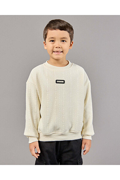 REDTAG Boys Cream Jacquard Sweatshirt