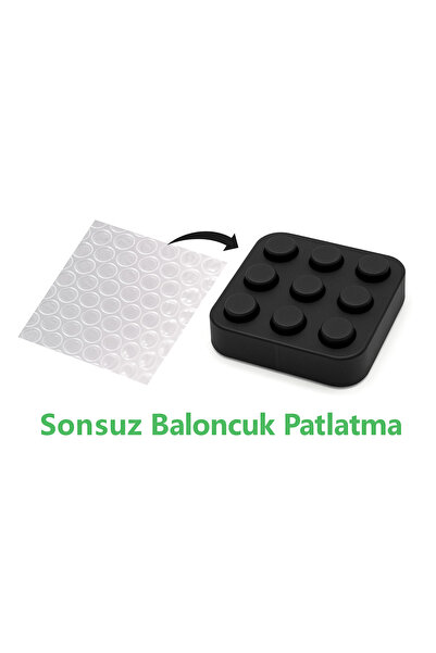Sonsuz Baloncuk Patlatma Oyuncağı (Siyah) - Stres Giderici, Rahatlatıcı Baloncuk Patlatma Hissi
