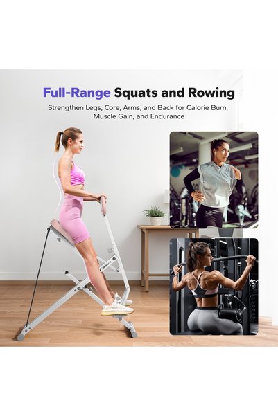 merach 2 in 1 Squat Rowing Machine, Easy Setup & Foldable Exercise Equipment, Glute Trainer Machine