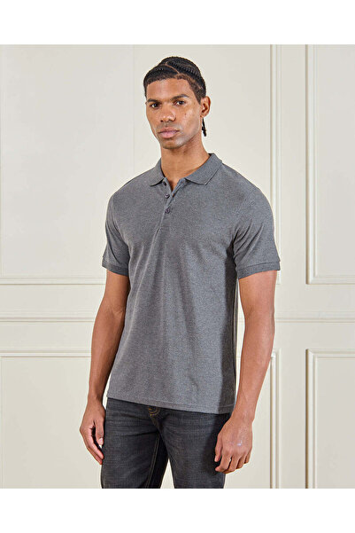 REDTAG Men Charcoal Basic Polo Shirt