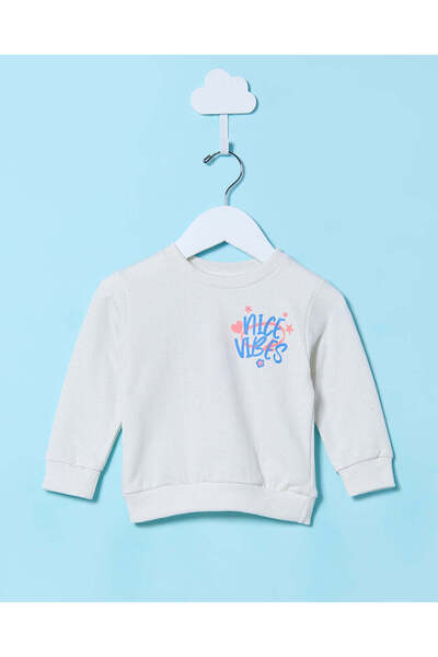 REDTAG Infant Girls Ivory Printed Sweatshirt
