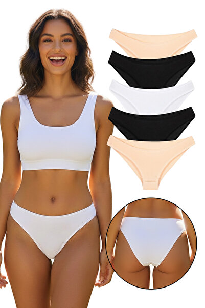 Sensu Γυναικεία καθημερινά βαμβακερά εσώρουχα Assorti μοντέλο μπικίνι 5 τεμαχίων συσκευασία Kts1056