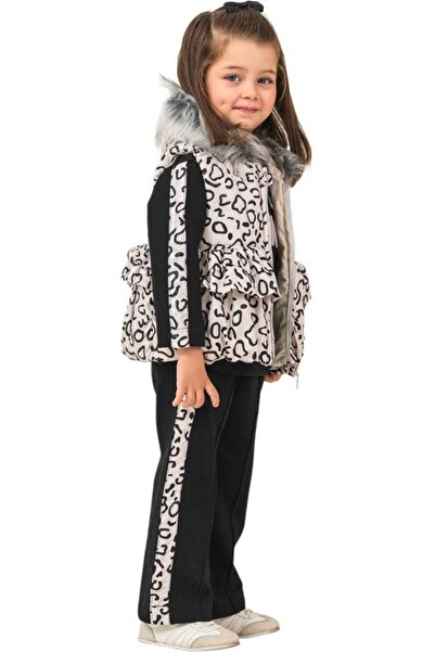 Minigimin Cicileri Set de 3 piese pentru fetiță cu vestă leopard cu blană - n...