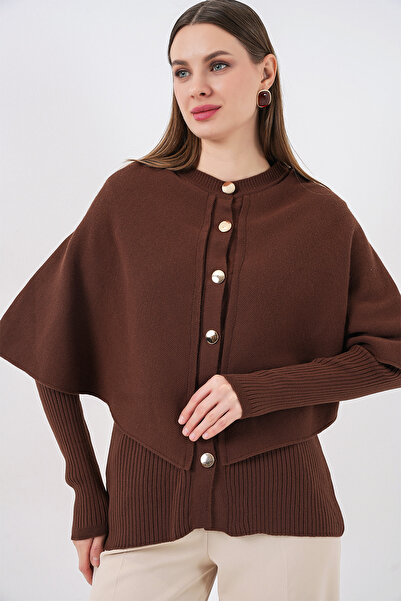 Bigdart Women's Cape Knitwear Cardigan 15967 - Brown