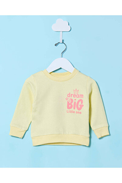 REDTAG Infant Girls Yellow Printed Sweatshirt