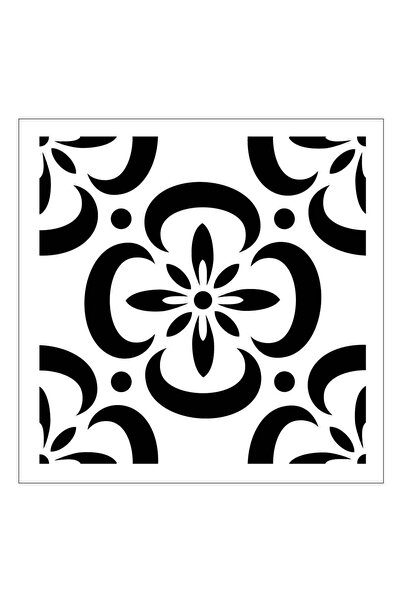 Artikel Çiçekli Karo Desen Stencil Boyama şablonu 30x30 cm, Duvar Stencil, Fa...