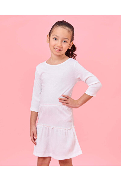 REDTAG Girls White Plain Dress