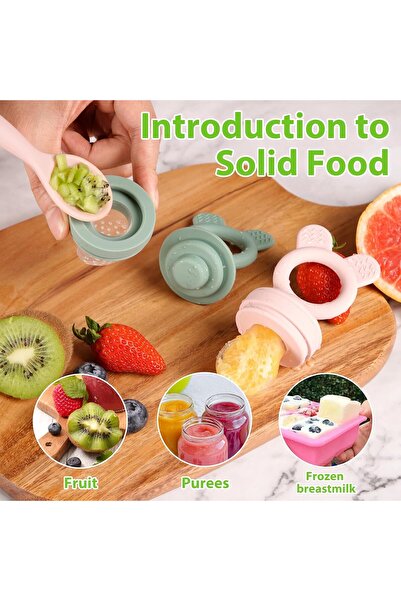 BESSENTIALS لهاية سيليكون لإطعام الأطفال بالفواكه، خالية من مادة BPA، تتضمن أ...
