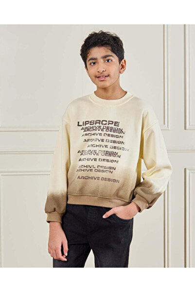 REDTAG Senior Boys Beige And Brown Ombre Sweatshirt
