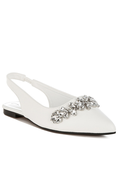 london Rag Women White Diamante Embellished Flat Sandals