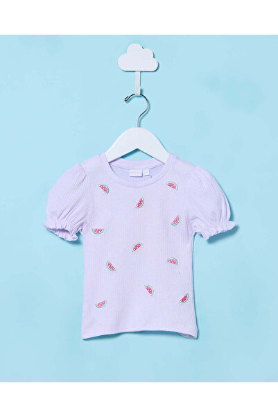 REDTAG Infant Girls Lilac Printed T-Shirt