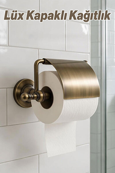 Badem10 Розкішний античний жовтий туалетний паперотримач з кришкою, що кріпит...