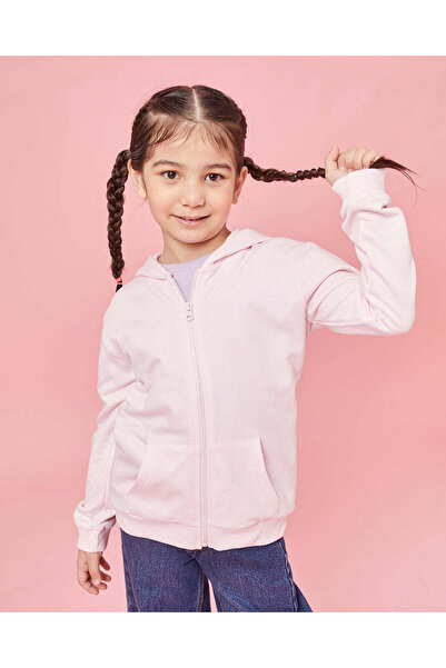 REDTAG Girls Pink Hooded Sweatshirt