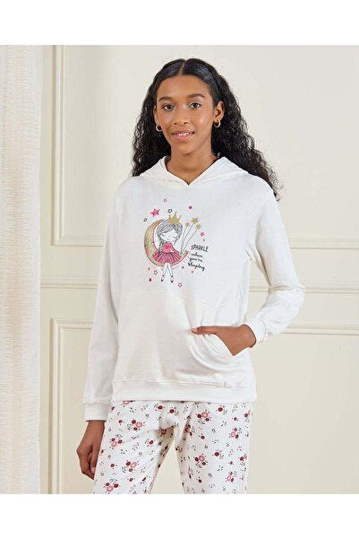 REDTAG سويت شيرت بغطاء رأس الكريمي للبنات الكبيرات