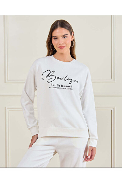 REDTAG Women White Printed Sweatshirt