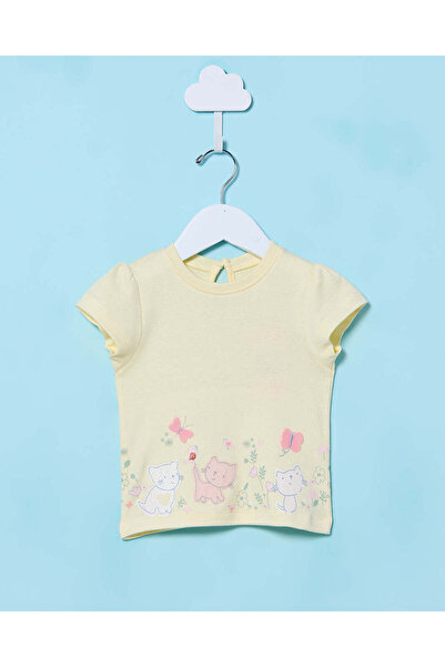 REDTAG تي شيرت أصفر مطبوع للبنات الرضع