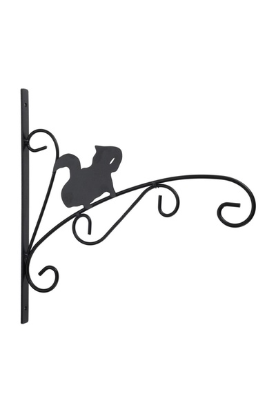 Progarden hanging pot holder, decorative design, steel, black, cheerful squirrel pattern